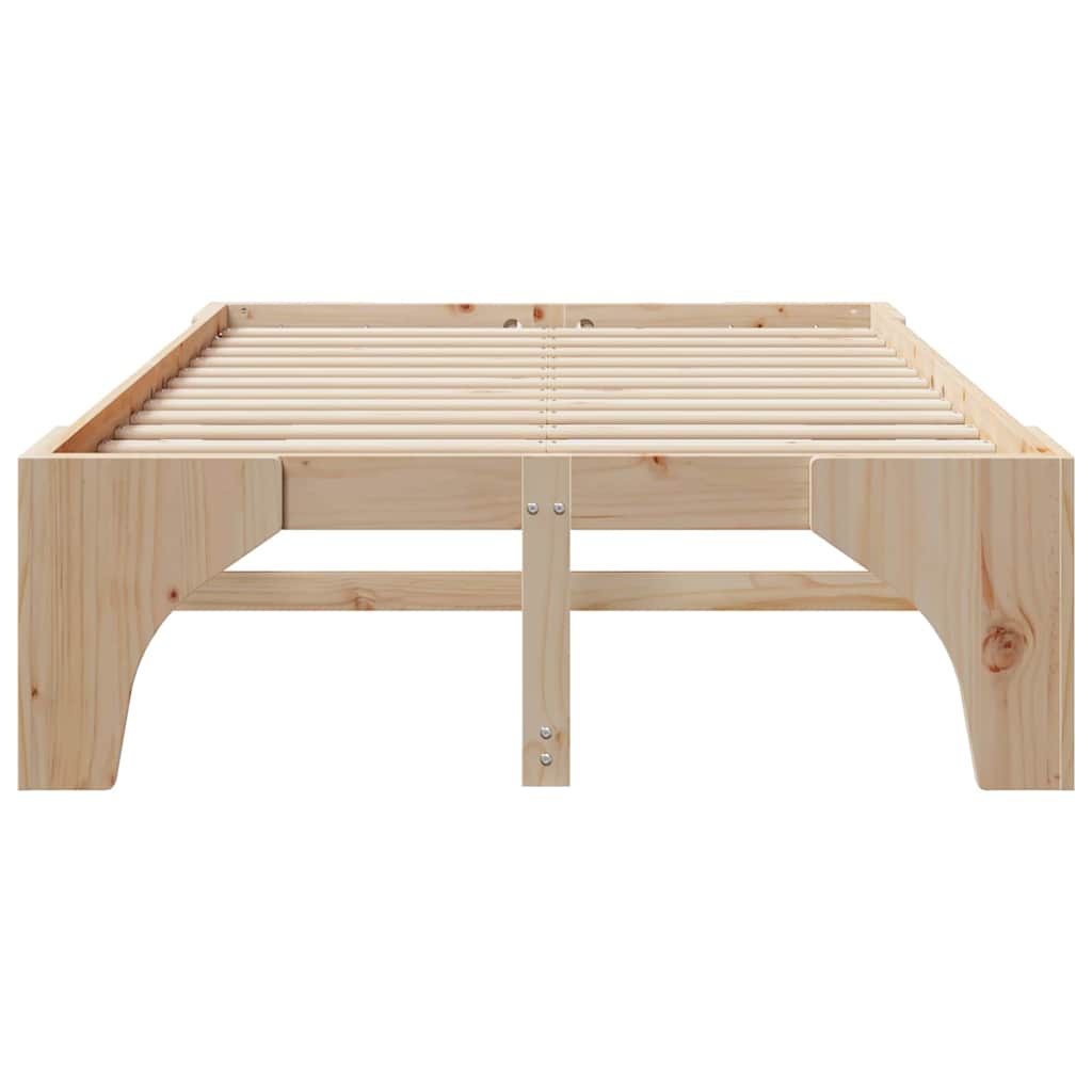 Bodenbettgestell mit Speicher Braun 135 x 190 cm Kiefernholz